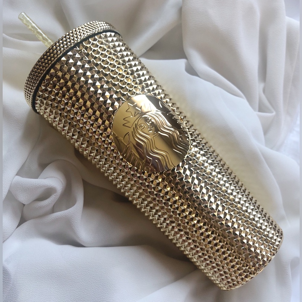 Starbucks Gold Studded Tumbler 2022 Fall Winter Holiday Bling (24 oz - Venti)